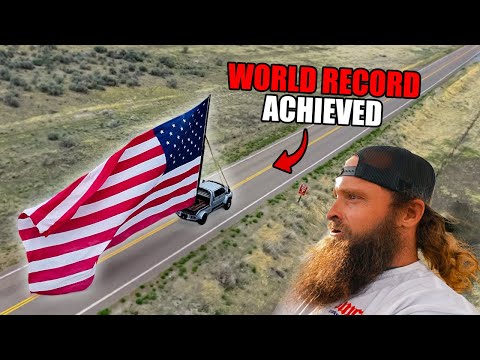 The Largest American Flag ever Flown Behind a Truck!