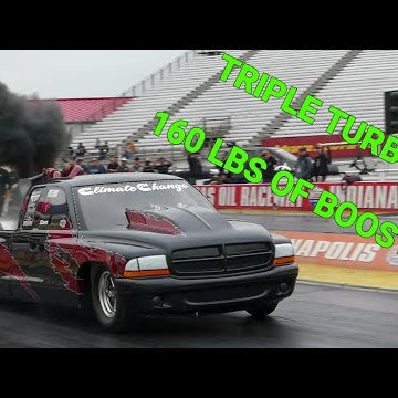 &quot;CLIMATE CHANGE&quot; INSANE TRIPLE TURBO CUMMINS POWERED DIESEL DRAG TRUCK PUSHING 160 LBS OF BOOST.