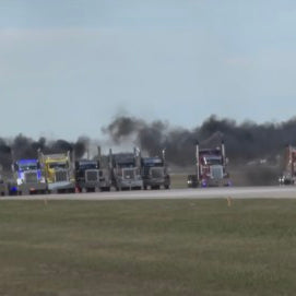 VIDEO: High-HP Big Rigs Line Up In Epic 10-Wide Drag Race!