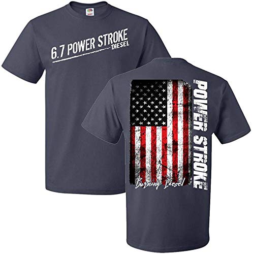 Aggressive Thread 6.7 Powerstroke T-Shirt with American Flag - DieselTrucks.com