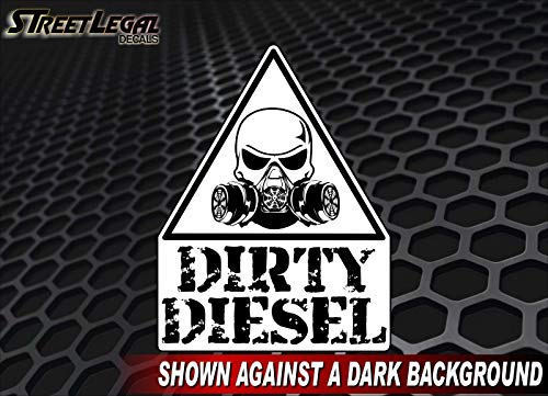 Caution Dirty Diesel Decal Diesel Truck Engine Eco Accessories Skull Respirator Warning Vinyl Stickers (White, 5"x 7") - DieselTrucks.com