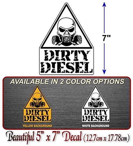 Caution Dirty Diesel Decal Diesel Truck Engine Eco Accessories Skull Respirator Warning Vinyl Stickers (White, 5"x 7") - DieselTrucks.com