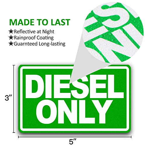 Anley 5" X 3" Diesel Only Decal 3Pcs - Reflective Diesel Only Sign on Fuel Tank Signage to Prevent User Error - Adhesive Fuel Stickers for Trucks, Tractors, Machinery(3 Pack Set) - DieselTrucks.com